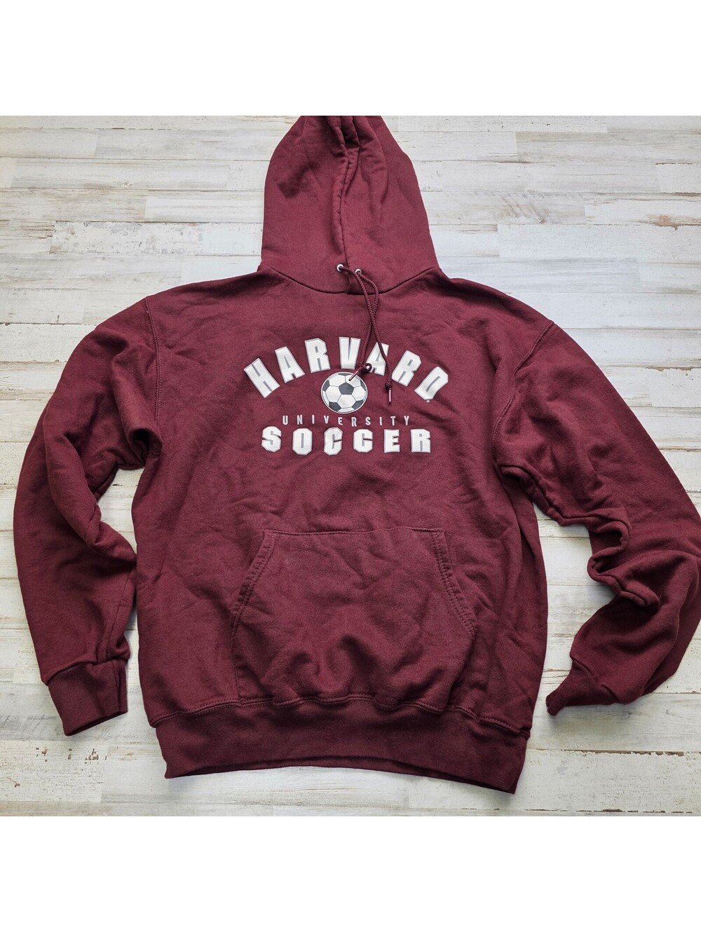 Champion Harvard University Soccer Hoodie M Maroon College Sweatshirt FLAW
